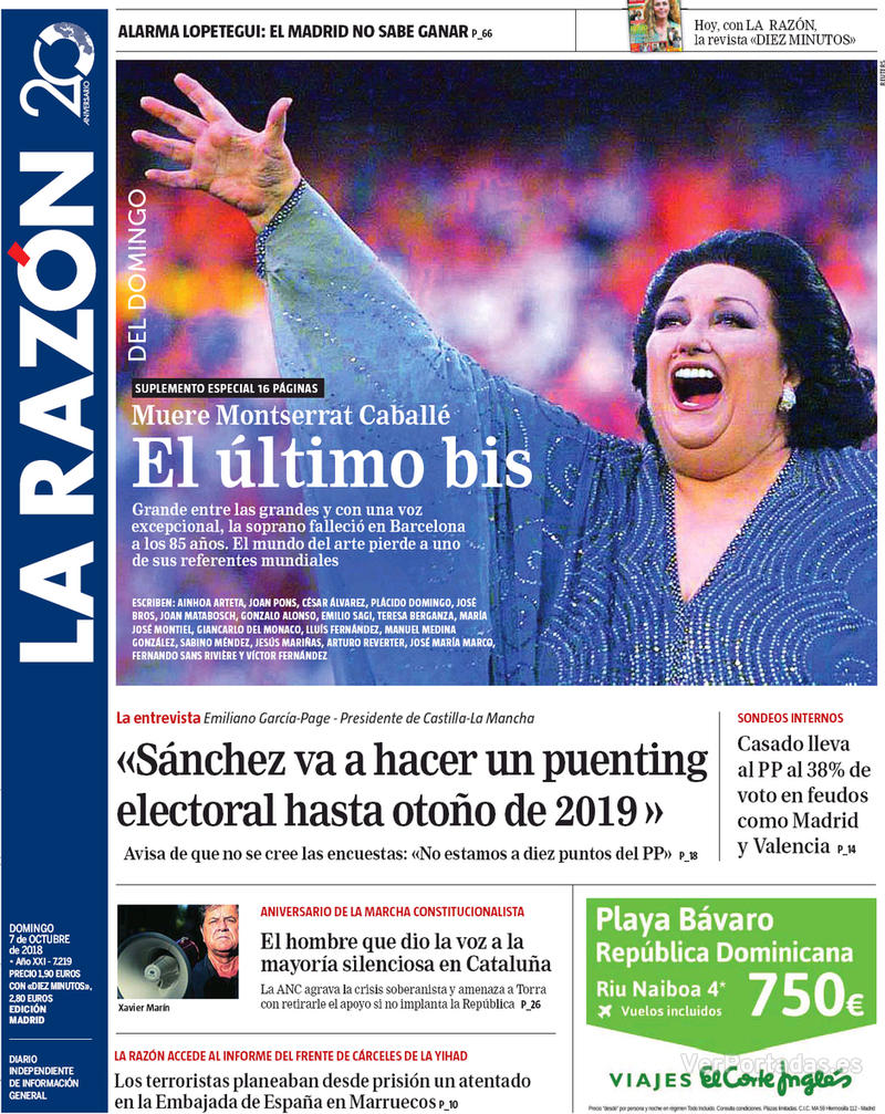 Portada La Razón 2018-10-08