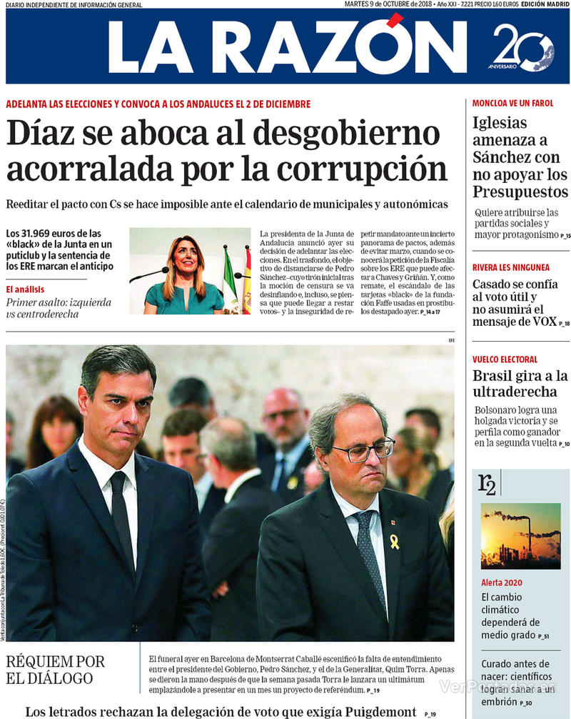 Portada La Razón 2018-10-10