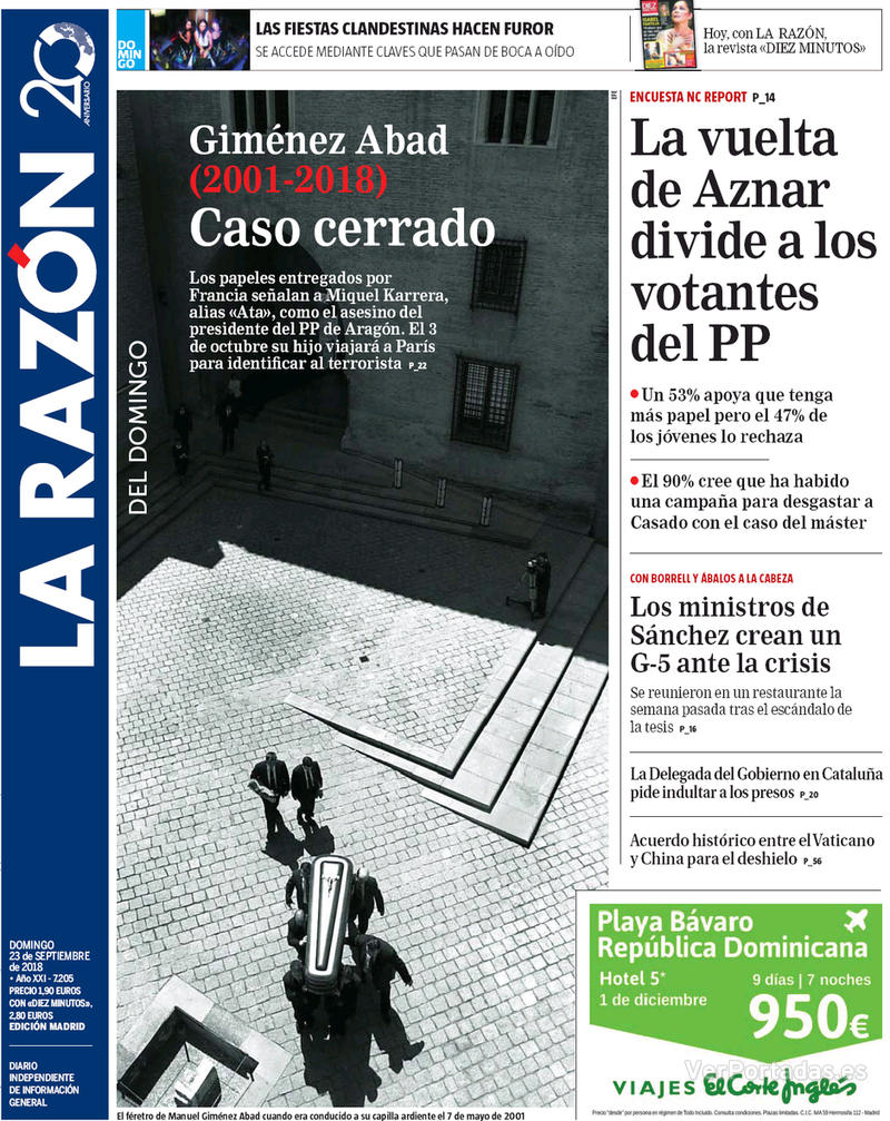 Portada La Razón 2018-09-24