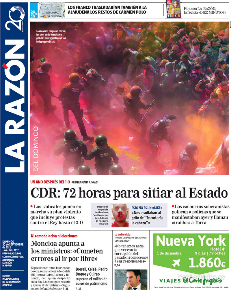 Portada La Razón 2018-10-01