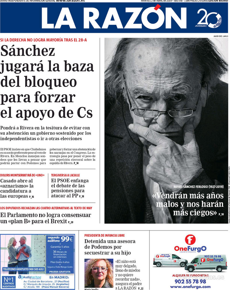 Portada La Razón 2019-04-03