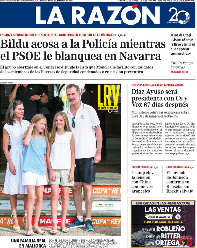 Portada La Razón 2019-08-03