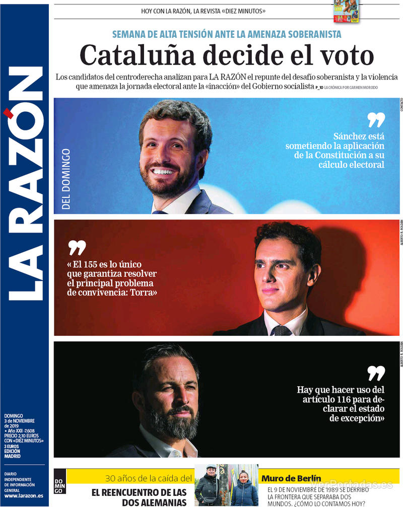 Portada La Razón 2019-11-04