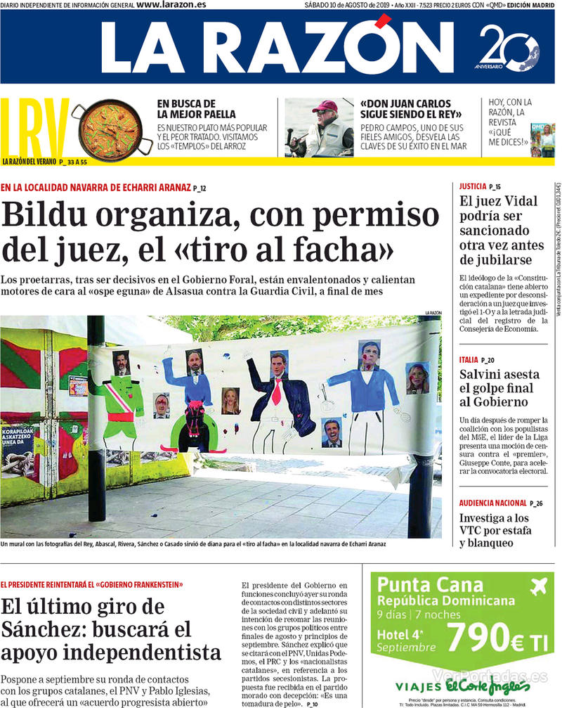 Portada La Razón 2019-08-11