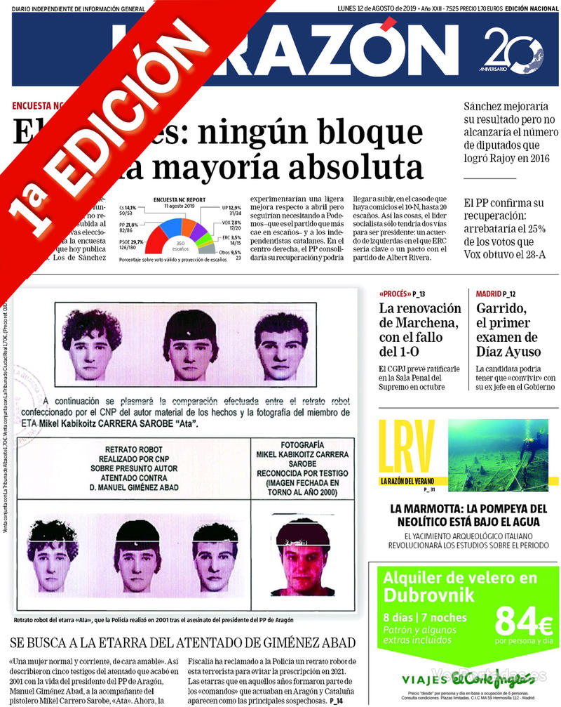 Portada La Razón 2019-08-13