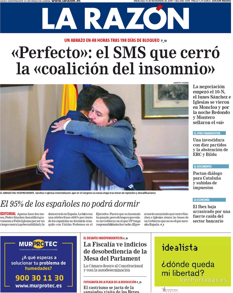 Portada La Razón 2019-11-14