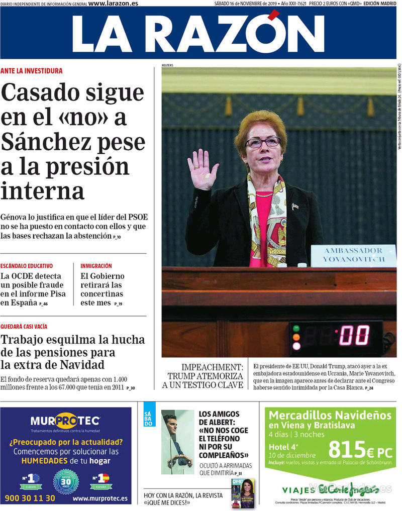 Portada La Razón 2019-11-17