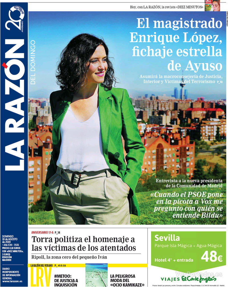 Portada La Razón 2019-08-19