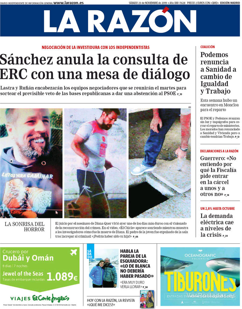 Portada La Razón 2019-11-24