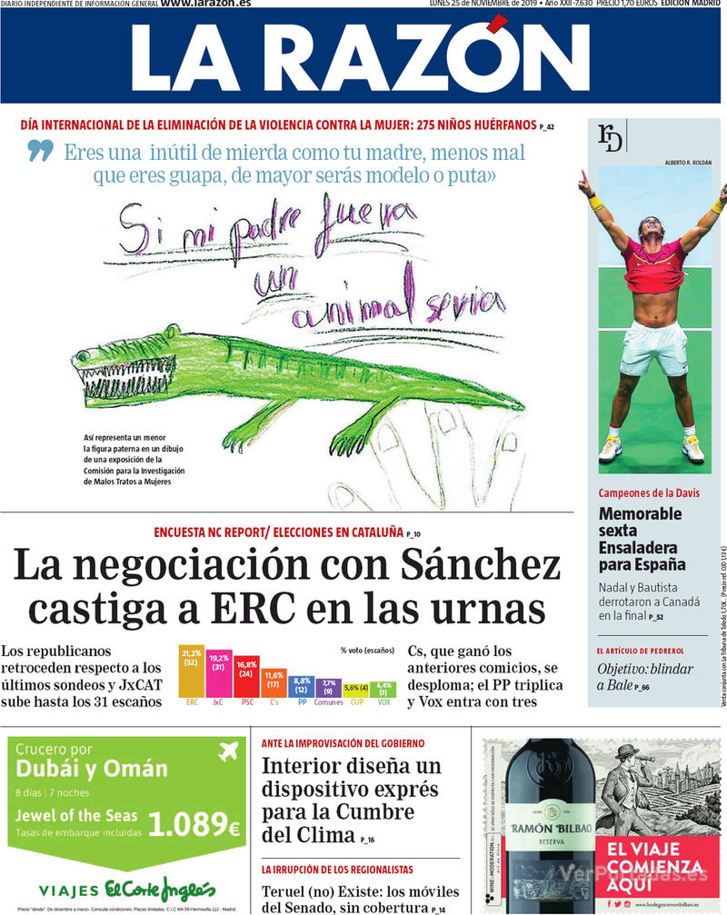 Portada La Razón 2019-11-26