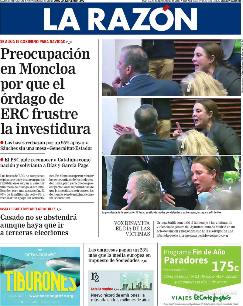 Portada La Razón 2019-11-27