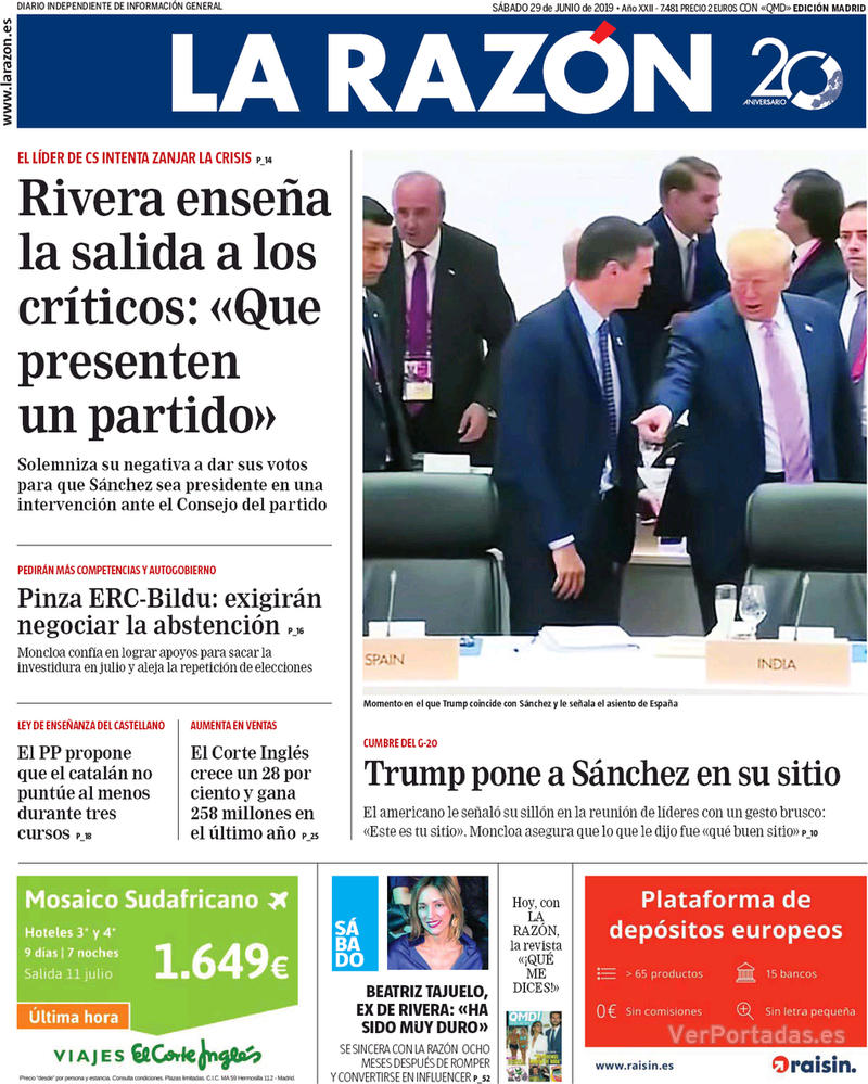 Portada La Razón 2019-06-30