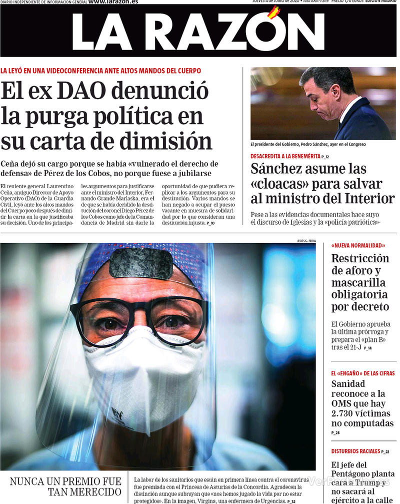 Portada La Razón 2020-06-05