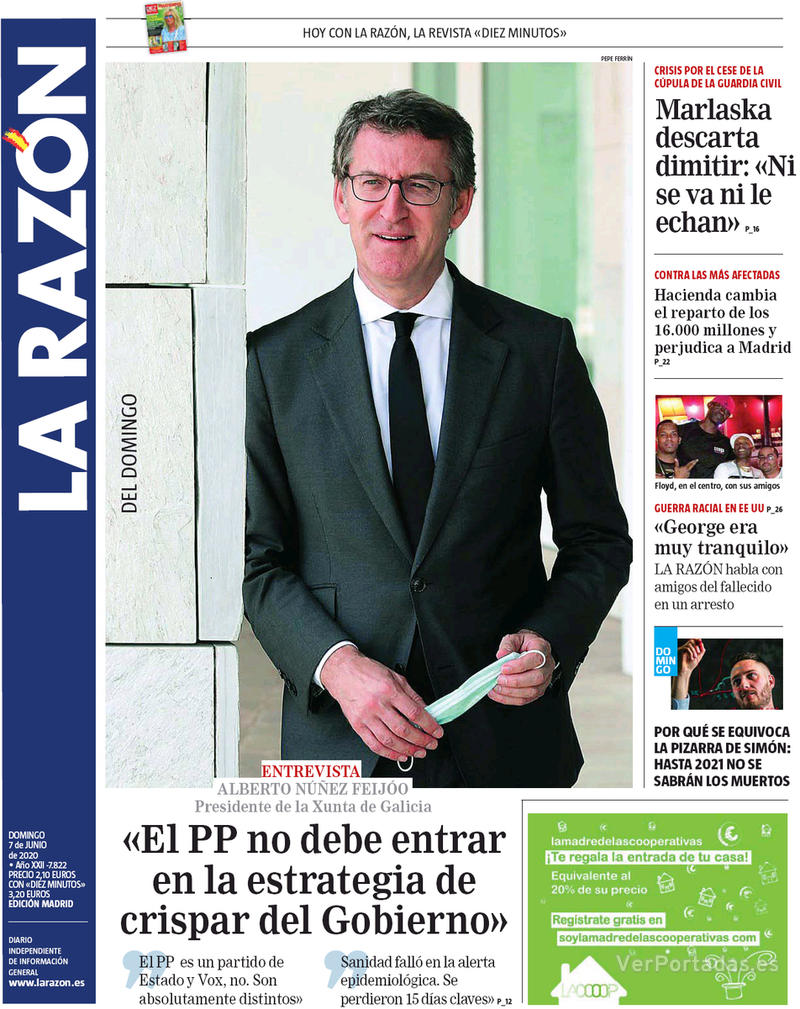 Portada La Razón 2020-06-08