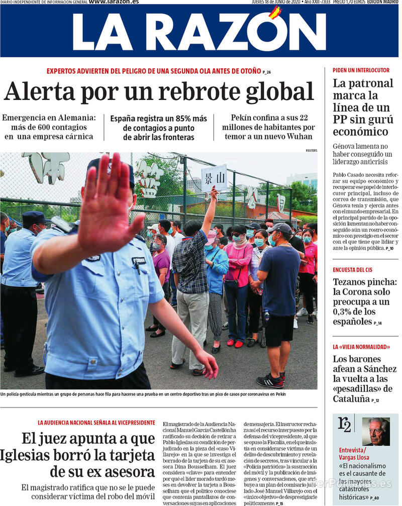 Portada La Razón 2020-06-19