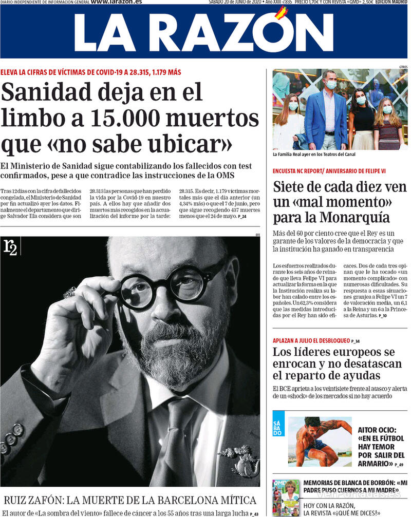 Portada La Razón 2020-06-21