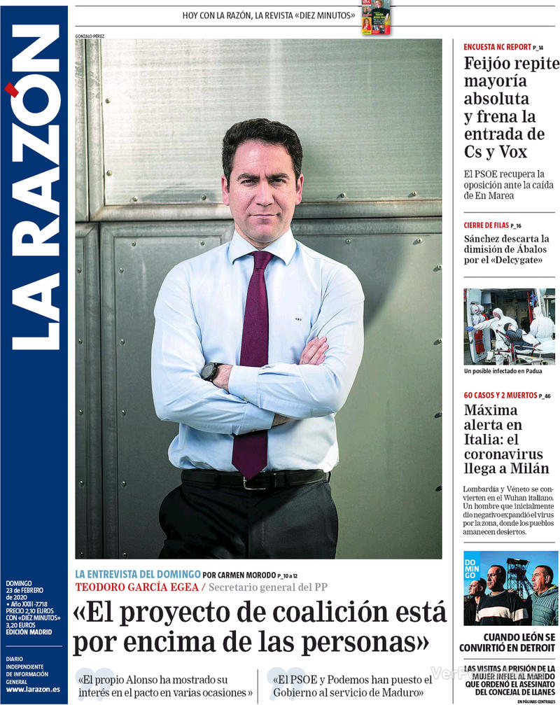 Portada La Razón 2020-02-24