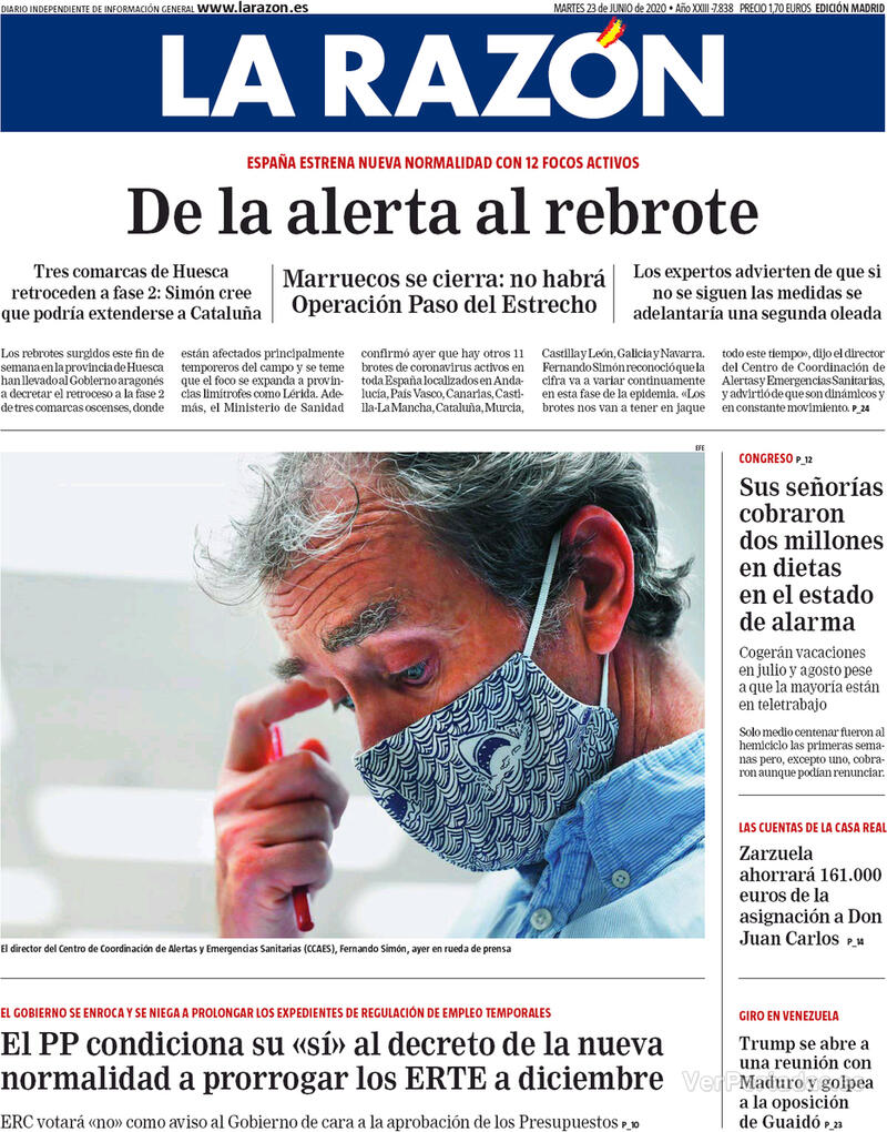 Portada La Razón 2020-06-24