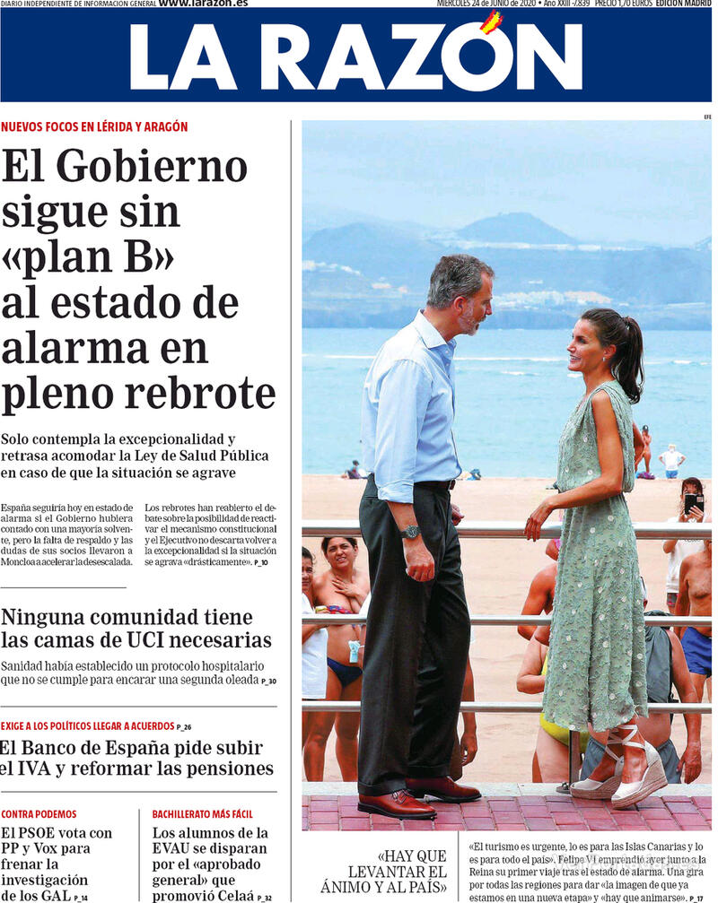 Portada La Razón 2020-06-25