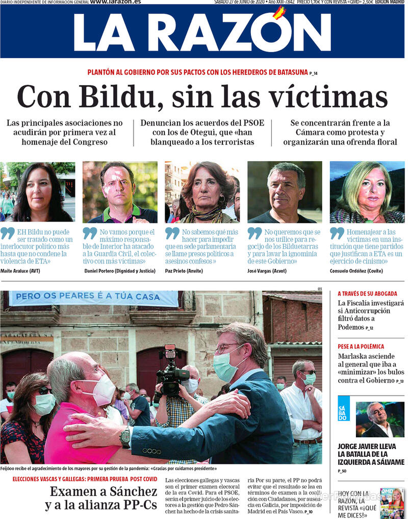 Portada La Razón 2020-06-28