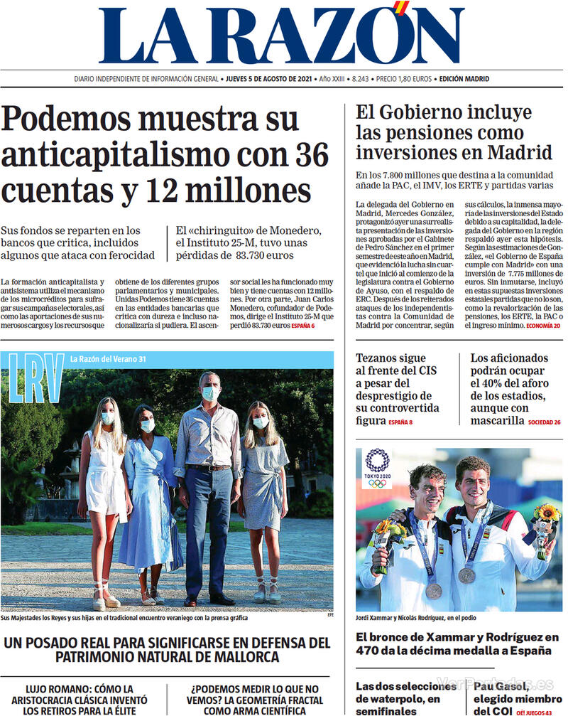 Portada La Razón 2021-08-06