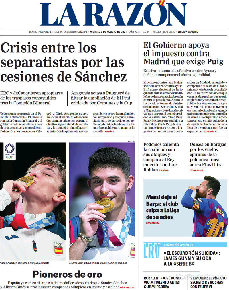 Portada La Razón 2021-08-07