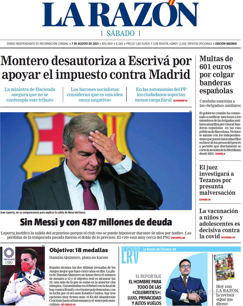 Portada La Razón 2021-08-08