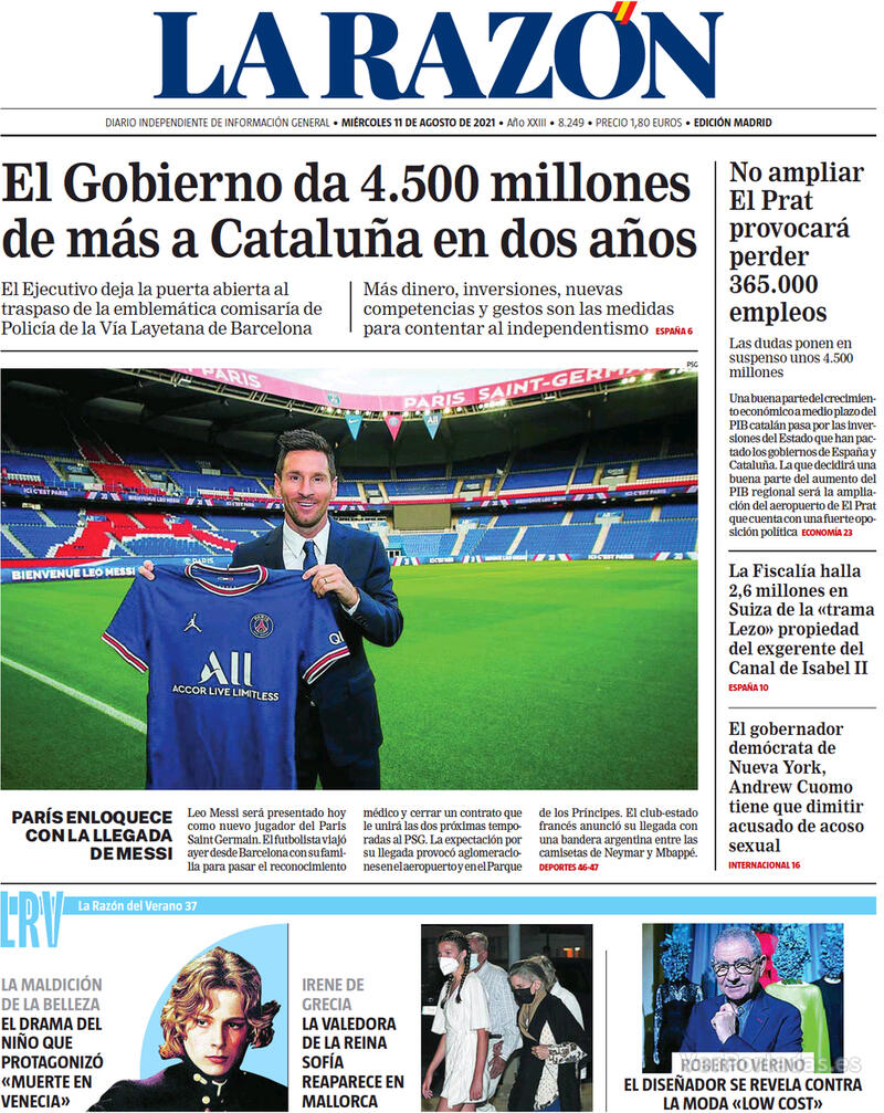 Portada La Razón 2021-08-12