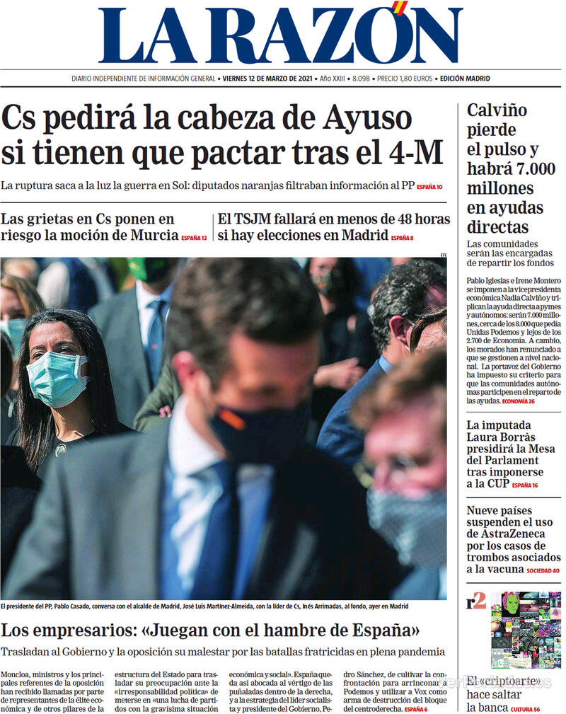 Portada La Razón 2021-03-13