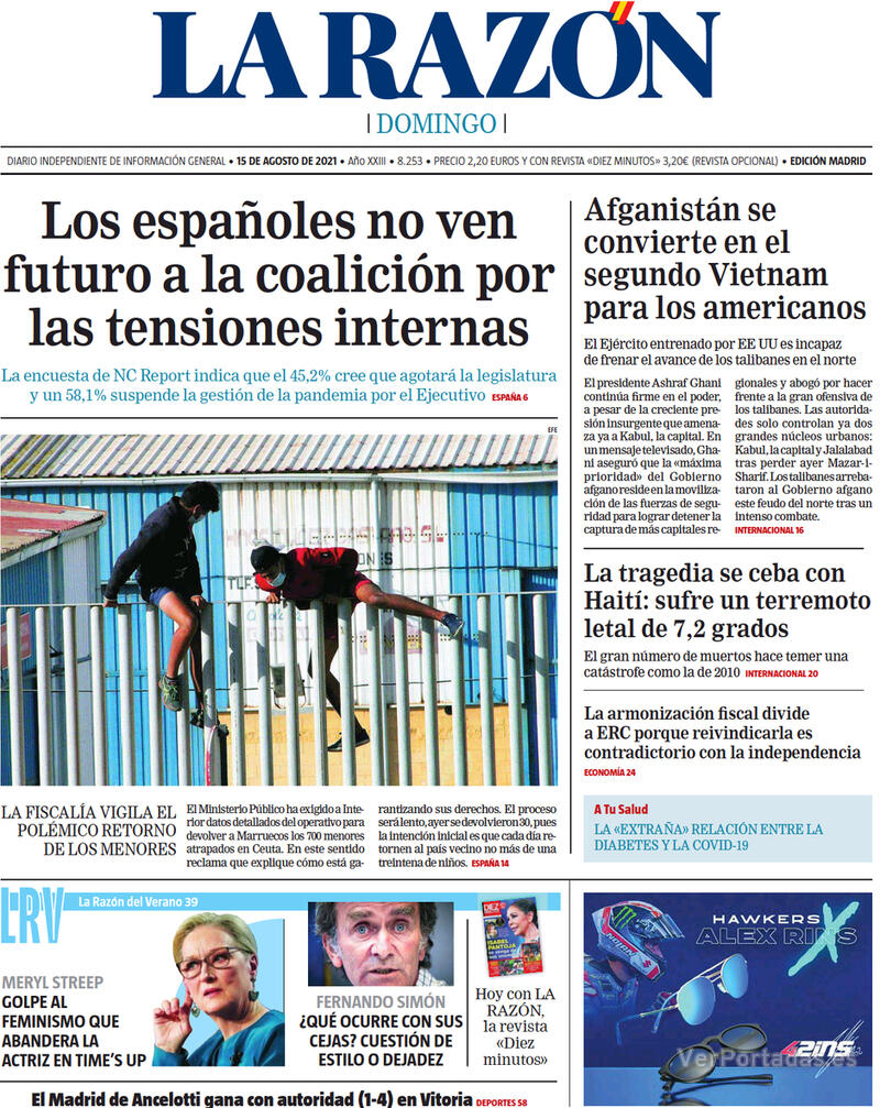 Portada La Razón 2021-08-16