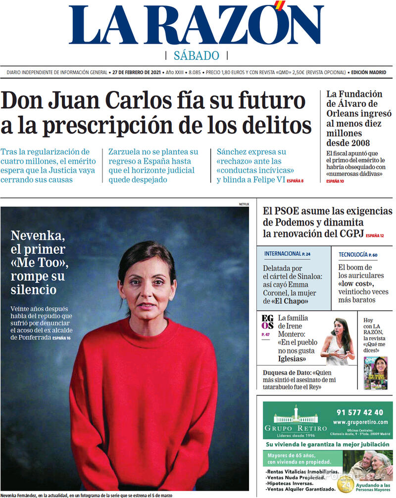 Portada La Razón 2021-02-28