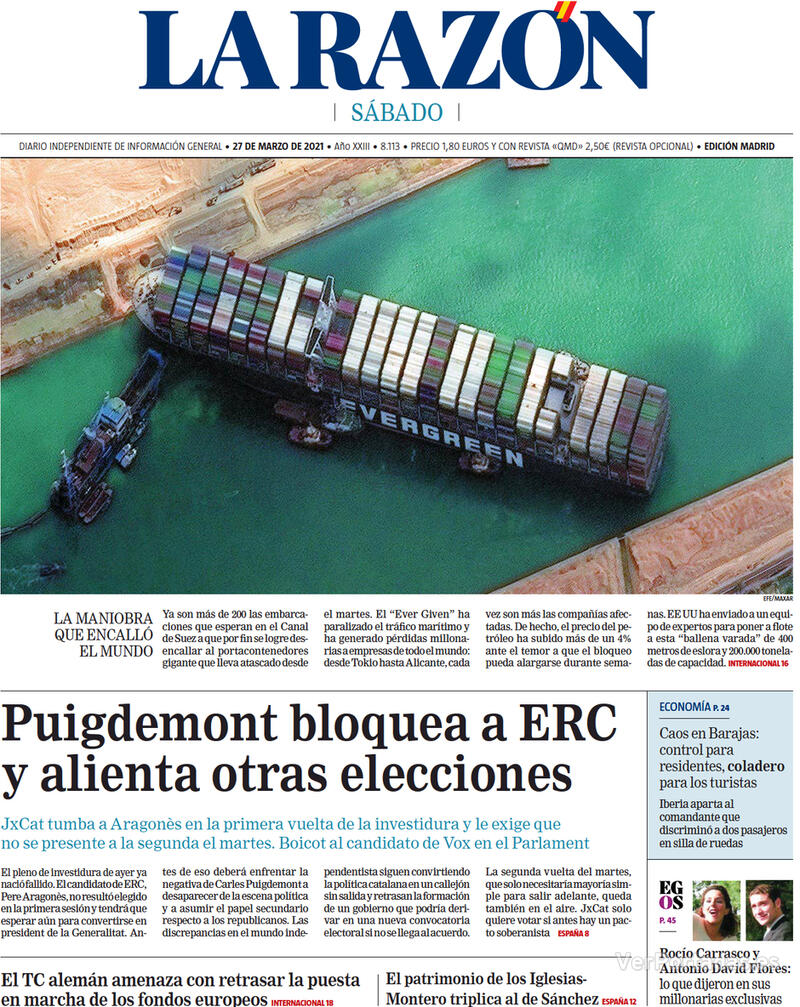 Portada La Razón 2021-03-28