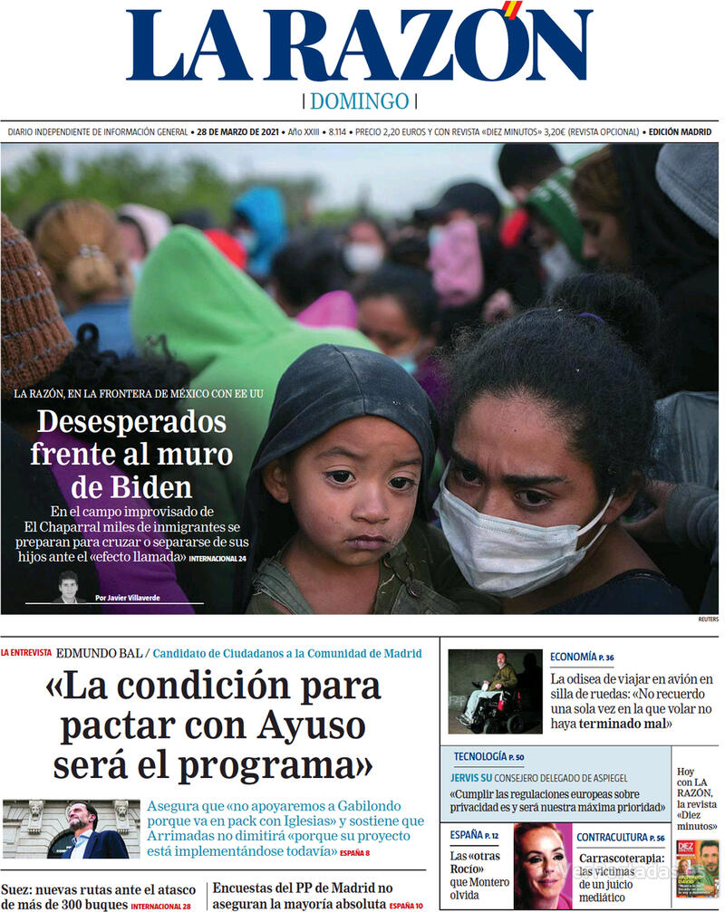 Portada La Razón 2021-03-29