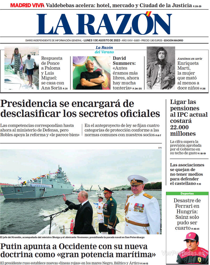 Portada La Razón 2022-08-02