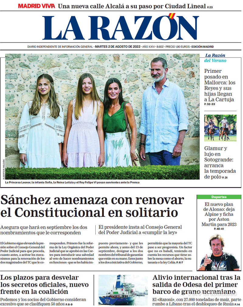 Portada La Razón 2022-08-03