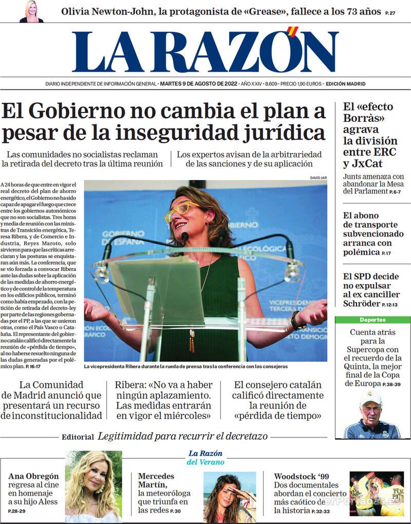 Portada La Razón 2022-08-10