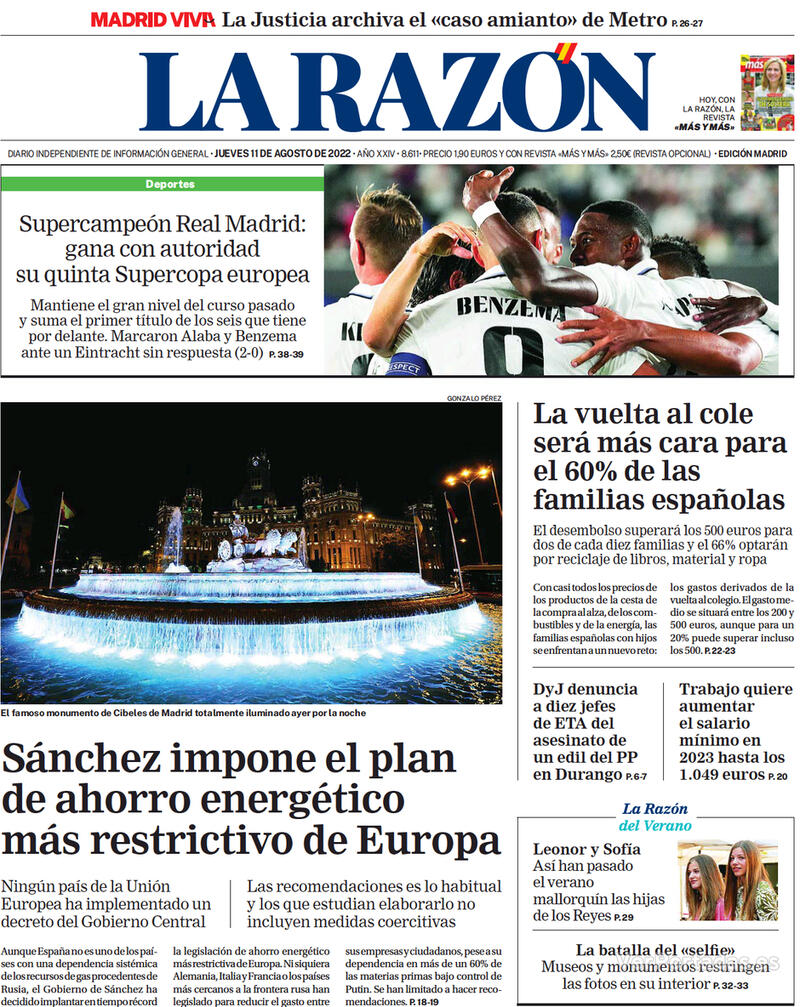 Portada La Razón 2022-08-12