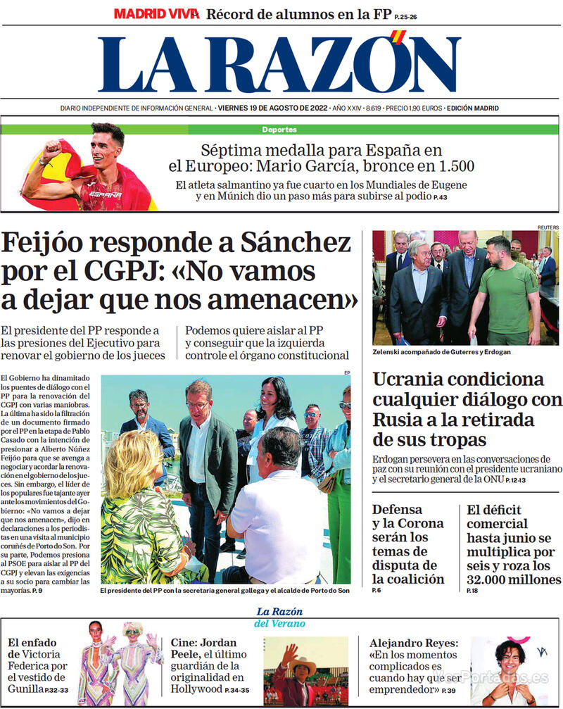 Portada La Razón 2022-08-20