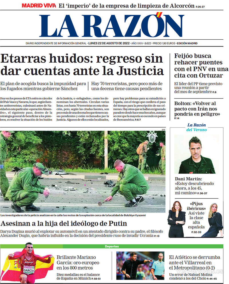 Portada La Razón 2022-08-23