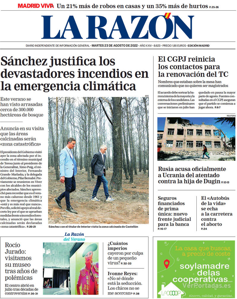 Portada La Razón 2022-08-24