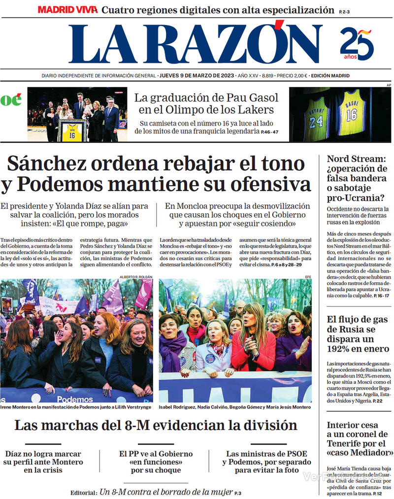 Portada La Razón 2023-03-10