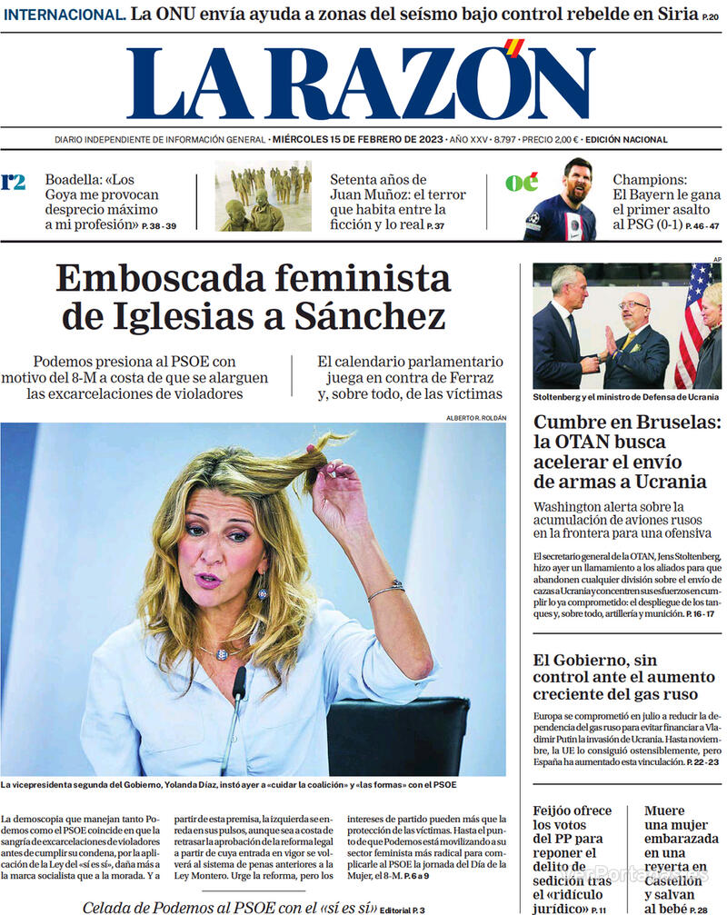 Portada La Razón 2023-02-16