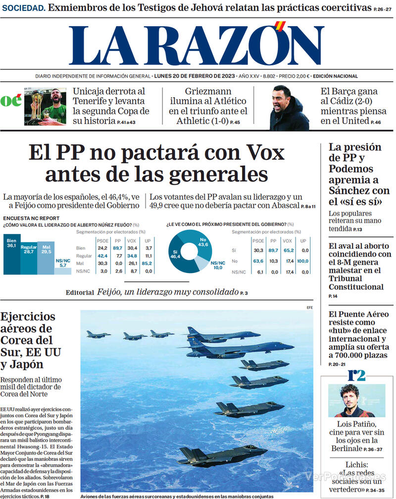 Portada La Razón 2023-02-21