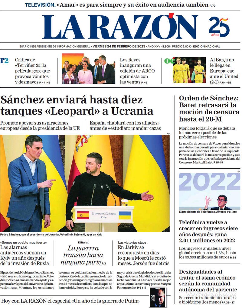 Portada La Razón 2023-02-25