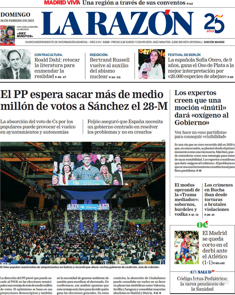 Portada La Razón 2023-02-27