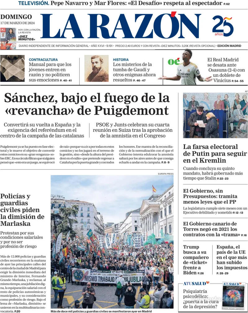 Portada La Razón 2024-03-18