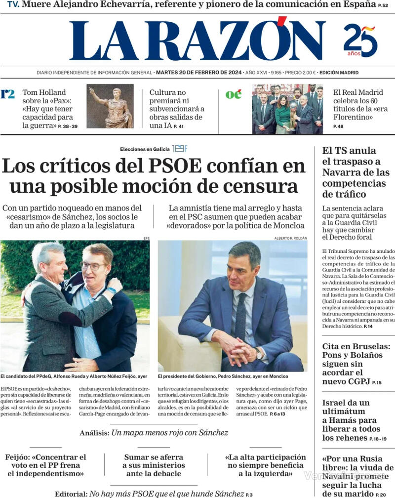 Portada La Razón 2024-02-21