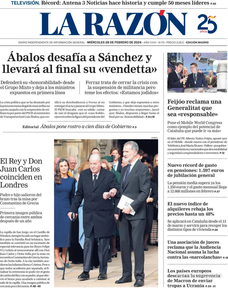 Portada La Razón 2024-02-29