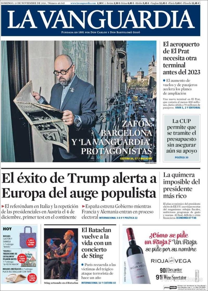 Portada La Vanguardia 2016-11-14