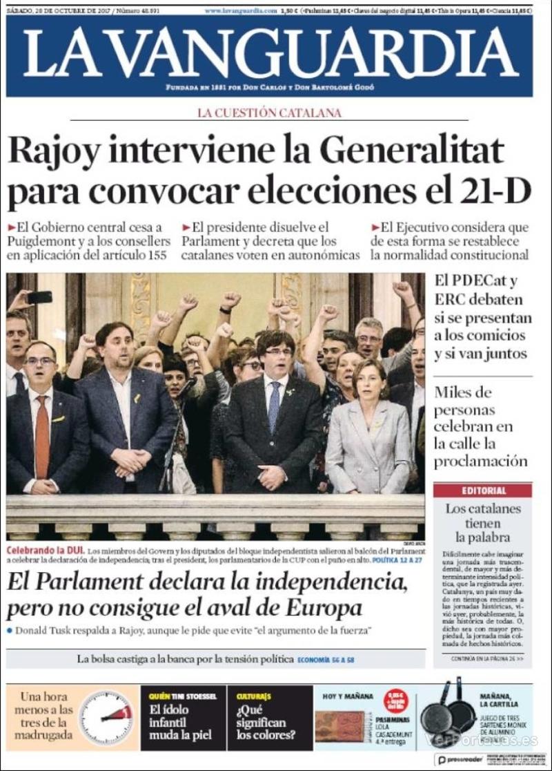 Portada El Correo 2017-10-28